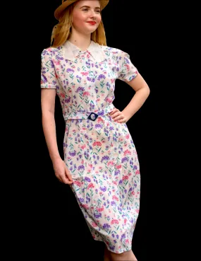 1930s Floral Dress S M
