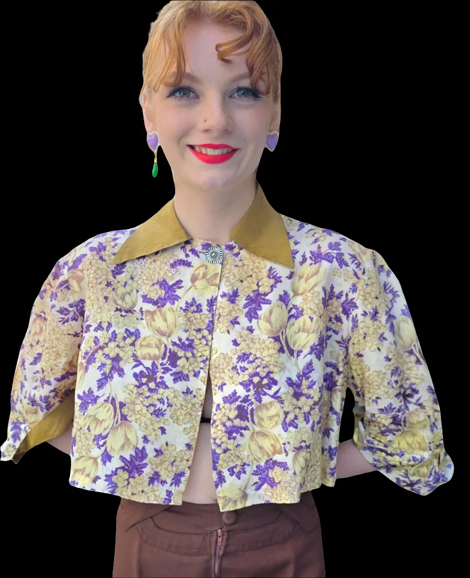 1930s Floral Swing Jacket S M