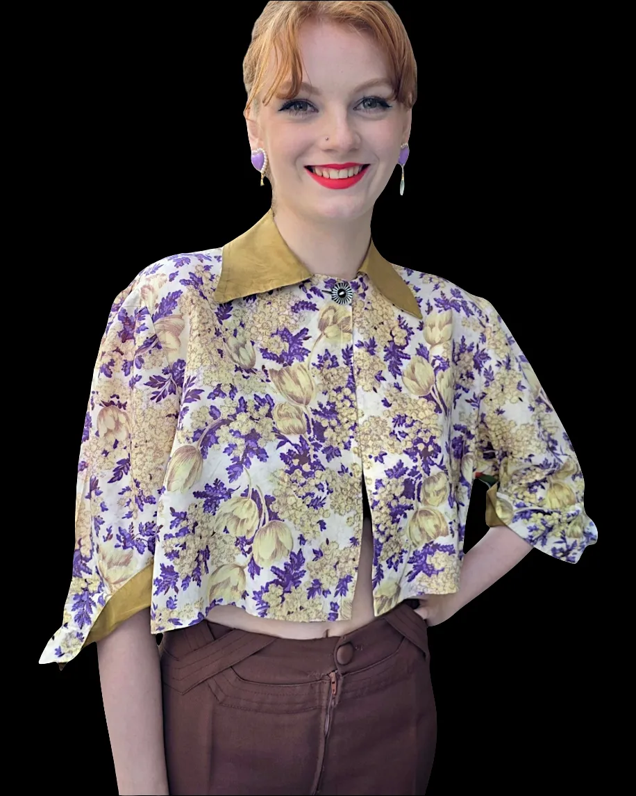 1930s Floral Swing Jacket S M