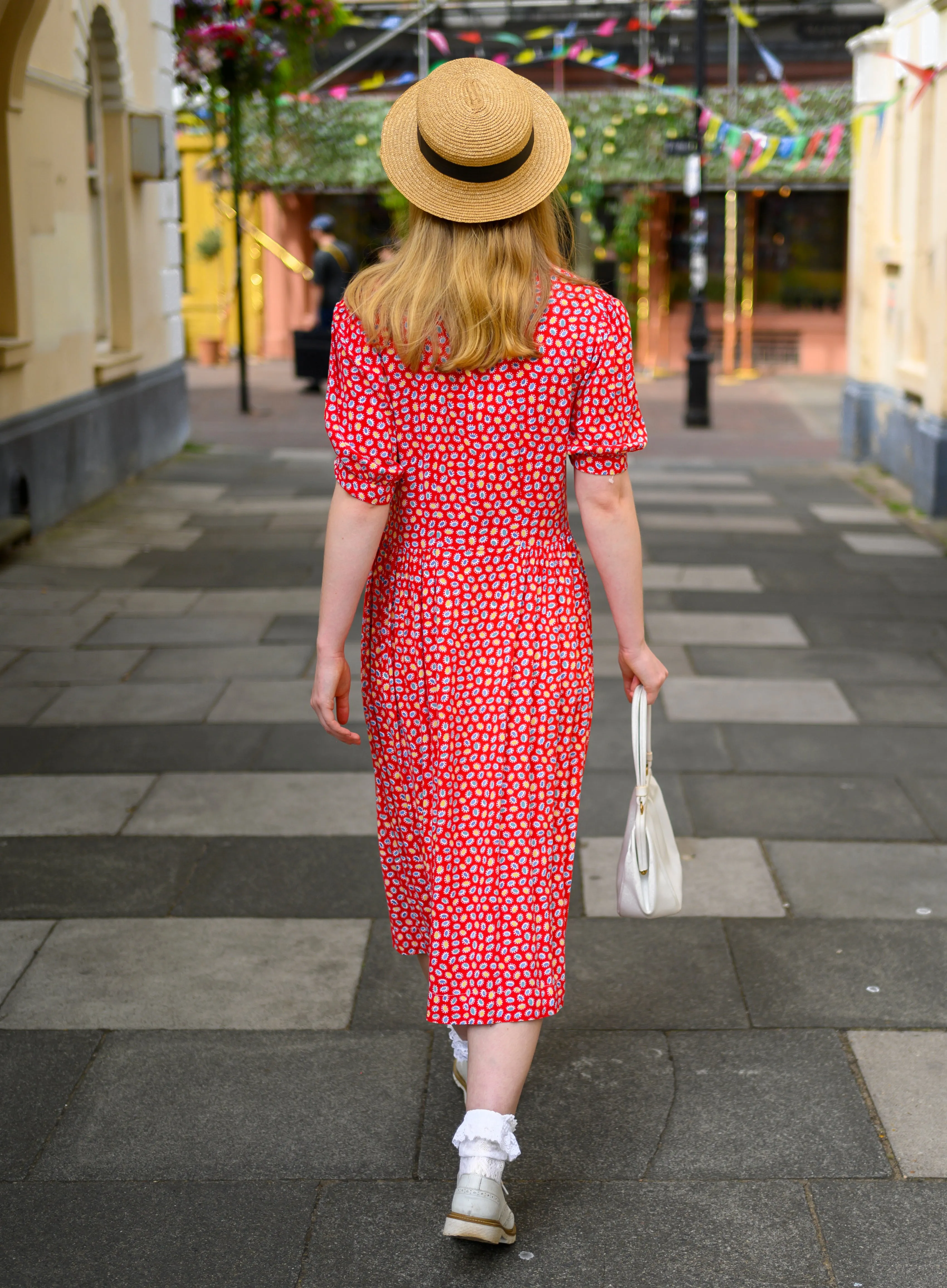 1940s Red Tea Dress M