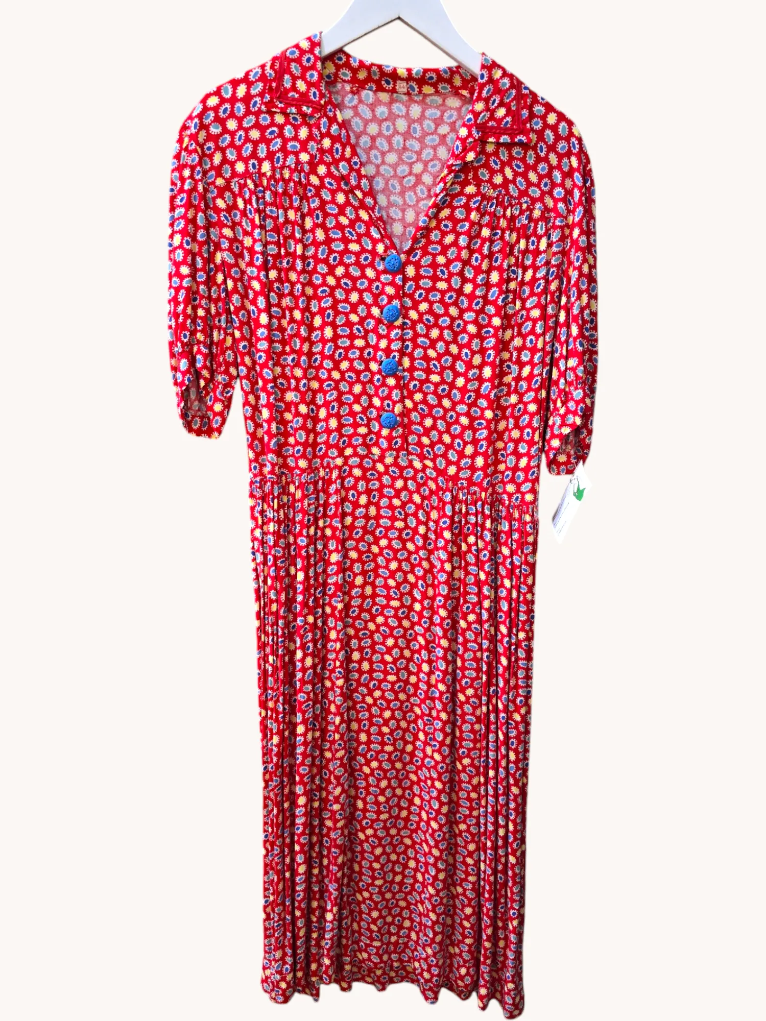 1940s Red Tea Dress M