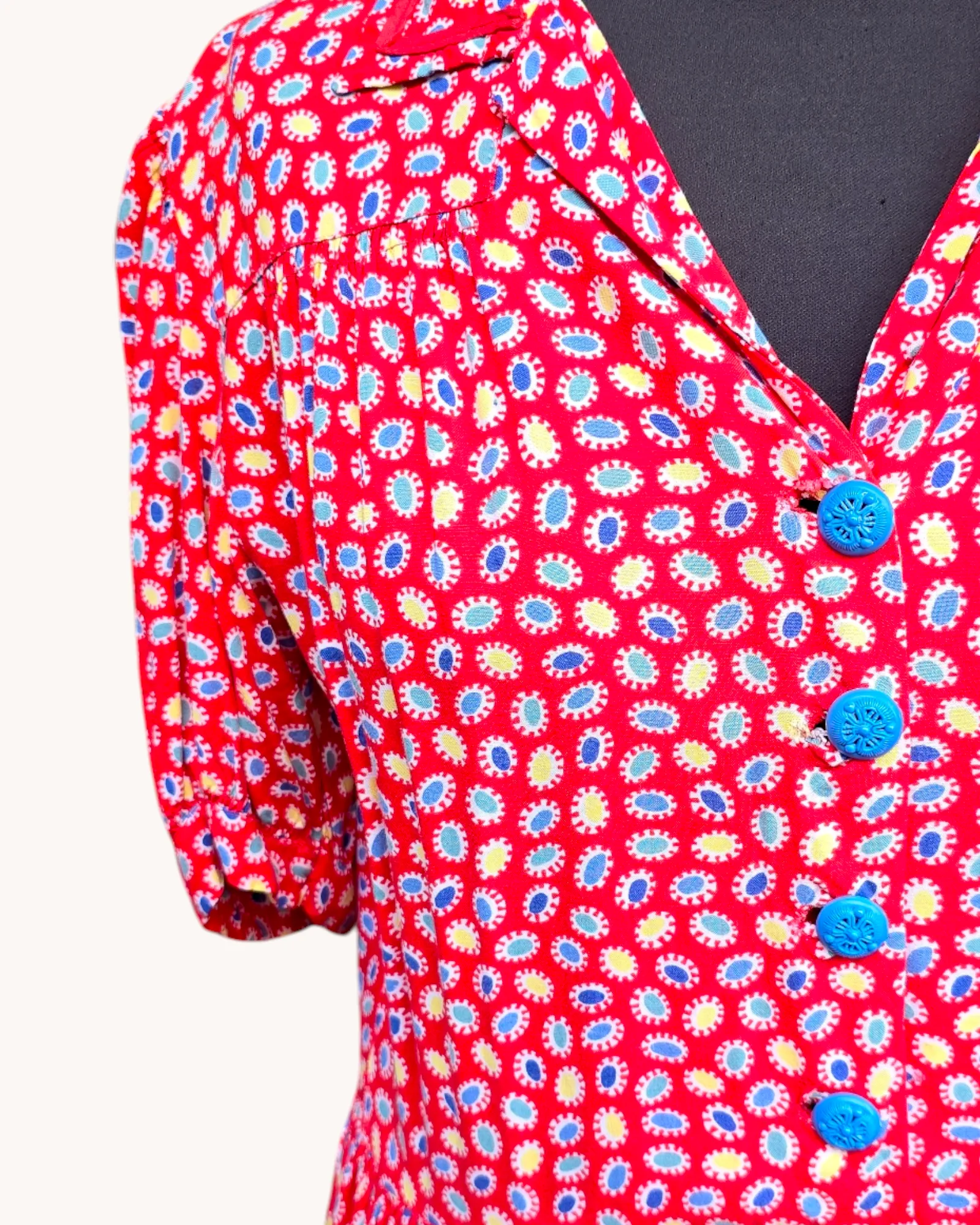 1940s Red Tea Dress M