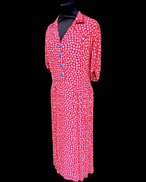 1940s Red Tea Dress M
