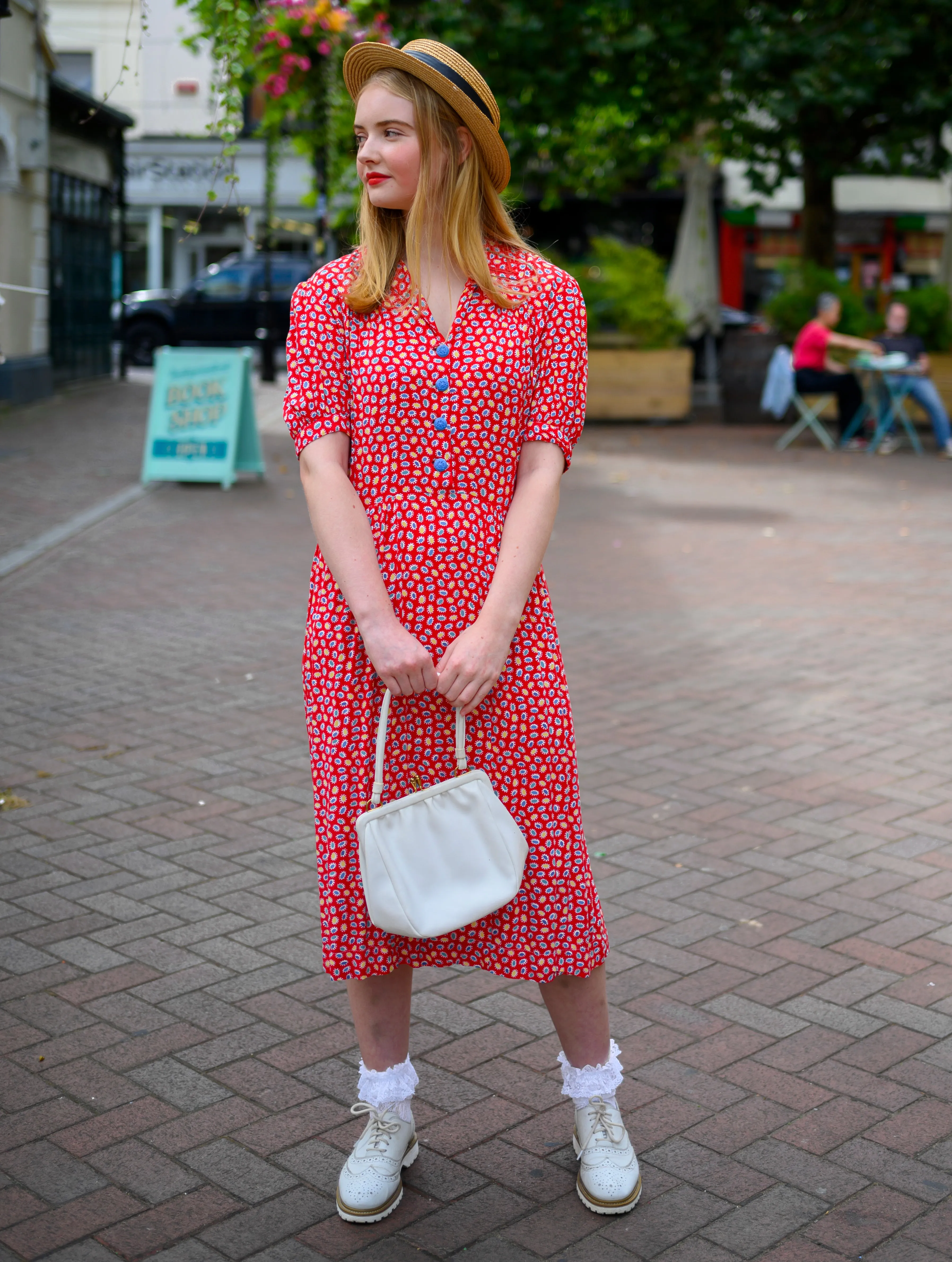 1940s Red Tea Dress M