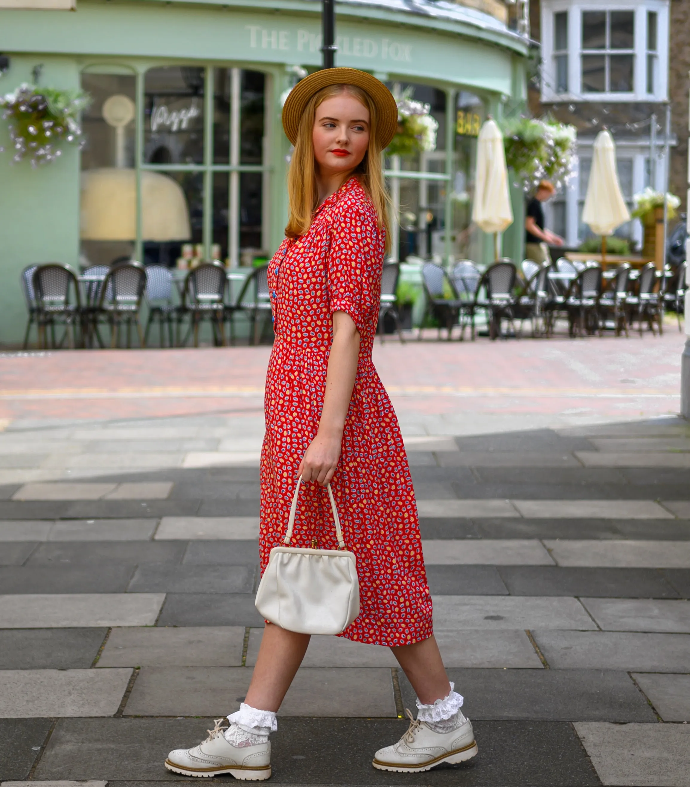 1940s Red Tea Dress M