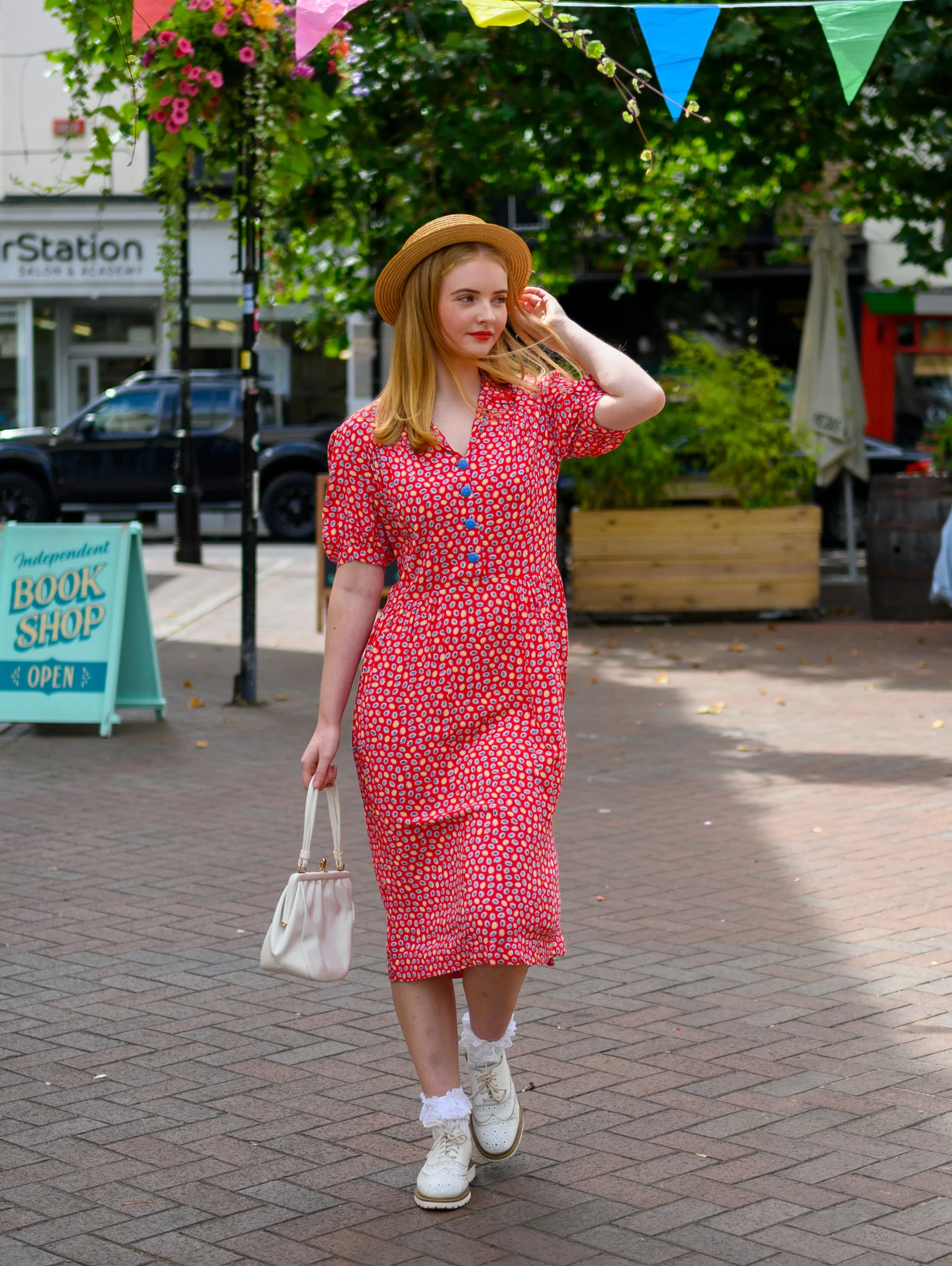 1940s Red Tea Dress M