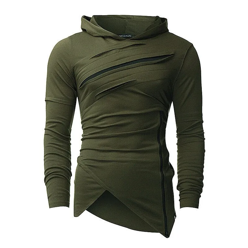 2019 New Design Hoodie Ripped Holes Men Punk Fashion Sweatshirts Brand Sportswear Casual Hooded Pullover Autumn Spring Hip Hop