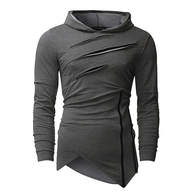 2019 New Design Hoodie Ripped Holes Men Punk Fashion Sweatshirts Brand Sportswear Casual Hooded Pullover Autumn Spring Hip Hop