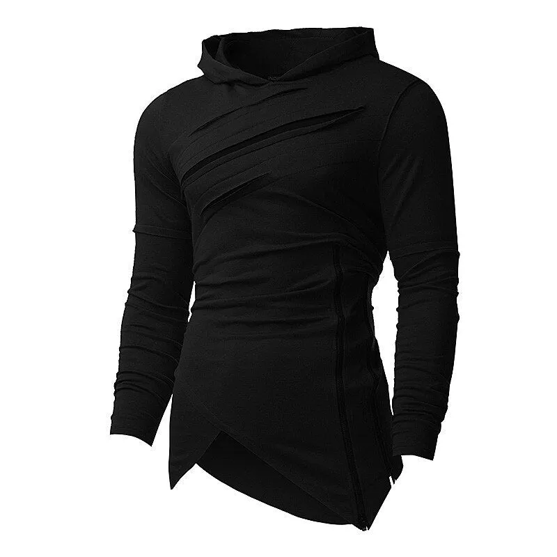 2019 New Design Hoodie Ripped Holes Men Punk Fashion Sweatshirts Brand Sportswear Casual Hooded Pullover Autumn Spring Hip Hop