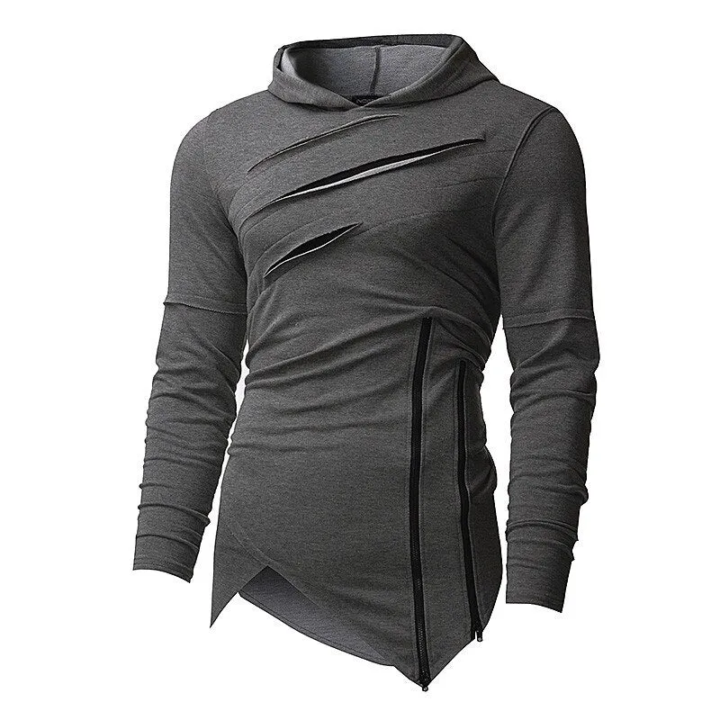 2019 New Design Hoodie Ripped Holes Men Punk Fashion Sweatshirts Brand Sportswear Casual Hooded Pullover Autumn Spring Hip Hop