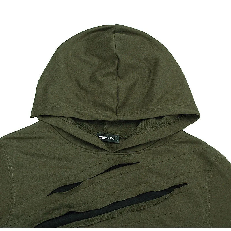 2019 New Design Hoodie Ripped Holes Men Punk Fashion Sweatshirts Brand Sportswear Casual Hooded Pullover Autumn Spring Hip Hop