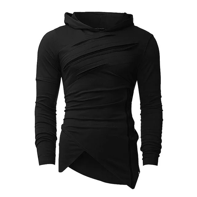 2019 New Design Hoodie Ripped Holes Men Punk Fashion Sweatshirts Brand Sportswear Casual Hooded Pullover Autumn Spring Hip Hop