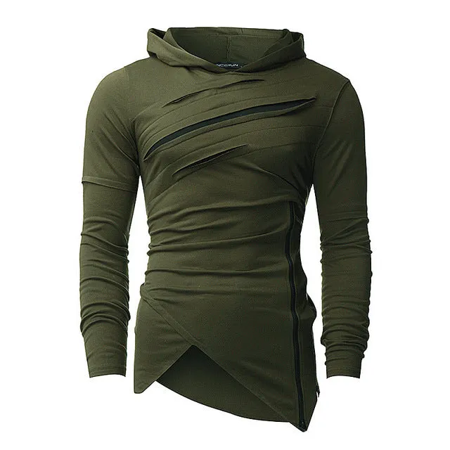2019 New Design Hoodie Ripped Holes Men Punk Fashion Sweatshirts Brand Sportswear Casual Hooded Pullover Autumn Spring Hip Hop