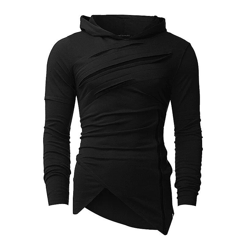2019 New Design Hoodie Ripped Holes Men Punk Fashion Sweatshirts Brand Sportswear Casual Hooded Pullover Autumn Spring Hip Hop