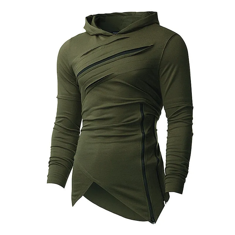 2019 New Design Hoodie Ripped Holes Men Punk Fashion Sweatshirts Brand Sportswear Casual Hooded Pullover Autumn Spring Hip Hop