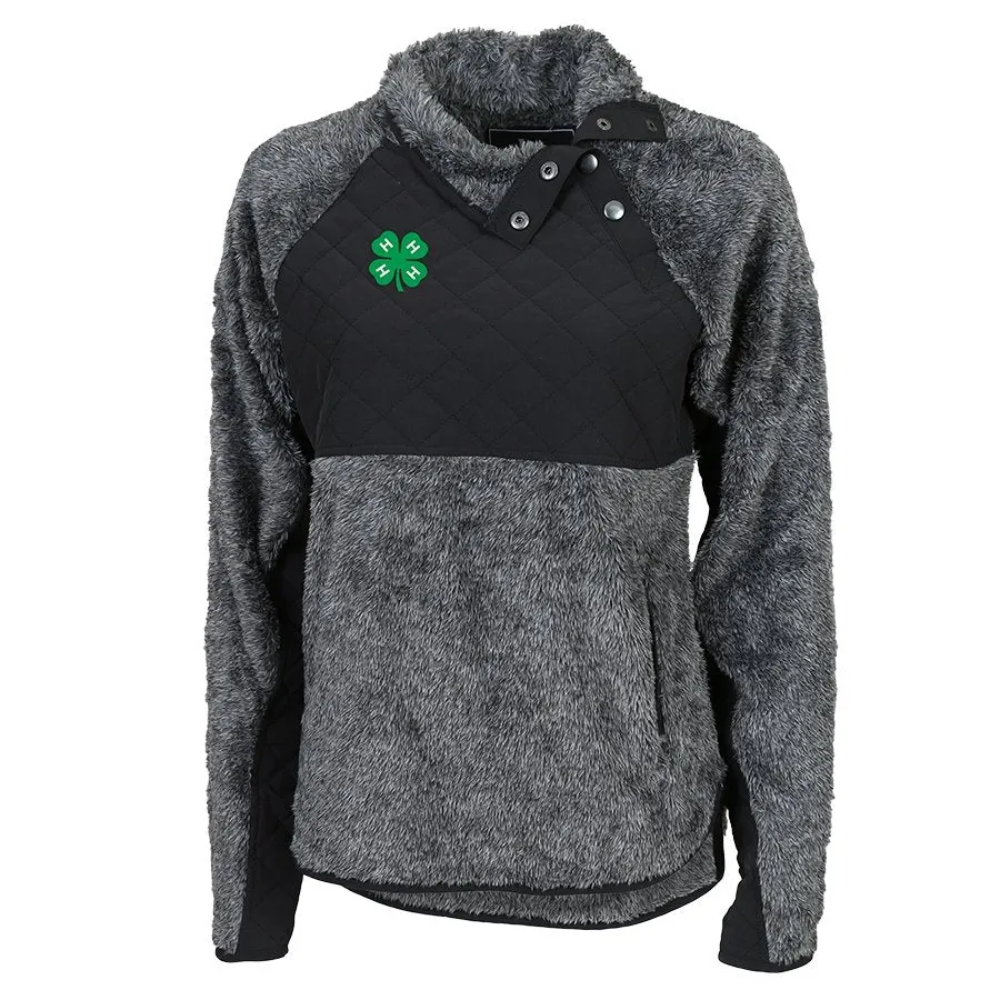 4-H Clover Black Quilted Fleece Pullover