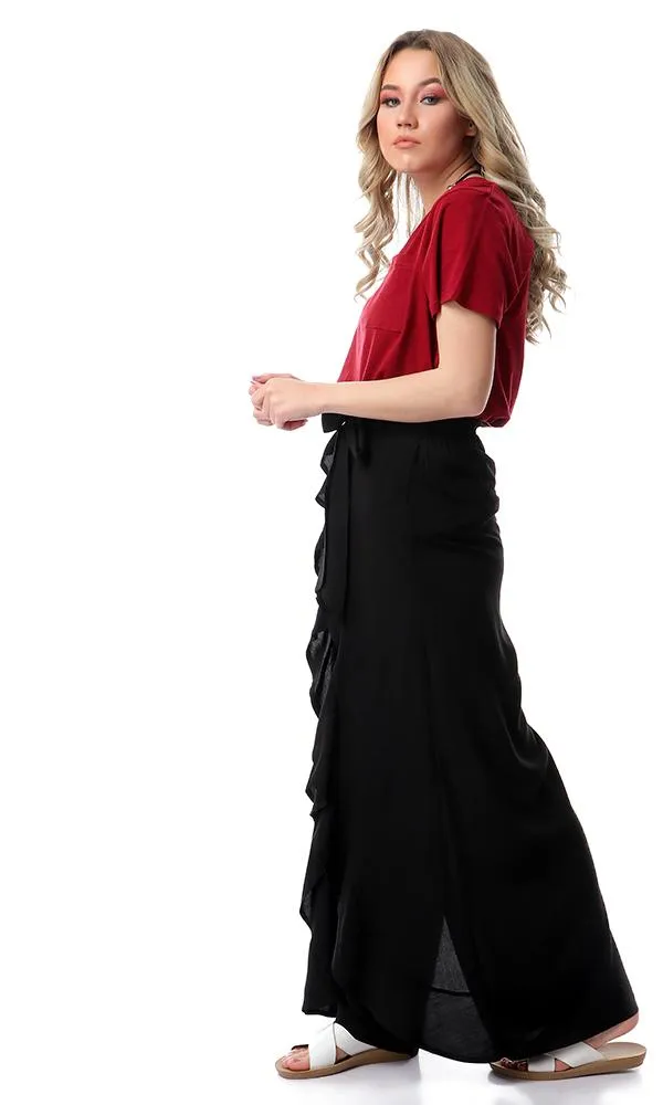 57206 Round Neck Slip On Burgundy Basic Tee