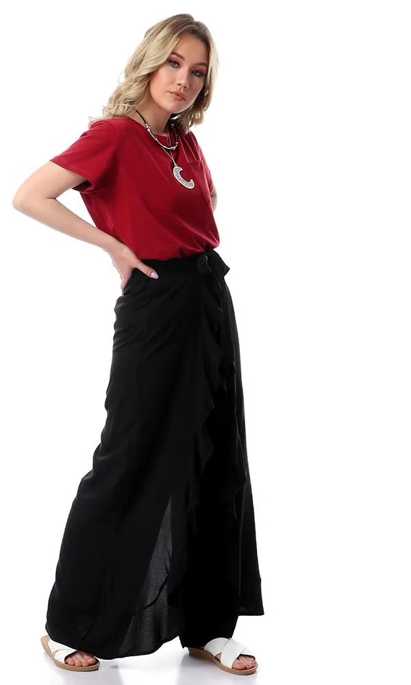 57206 Round Neck Slip On Burgundy Basic Tee