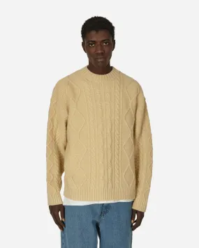 5G Wool Cable Knit Profile Rainbowy Patch Sweater Ecru