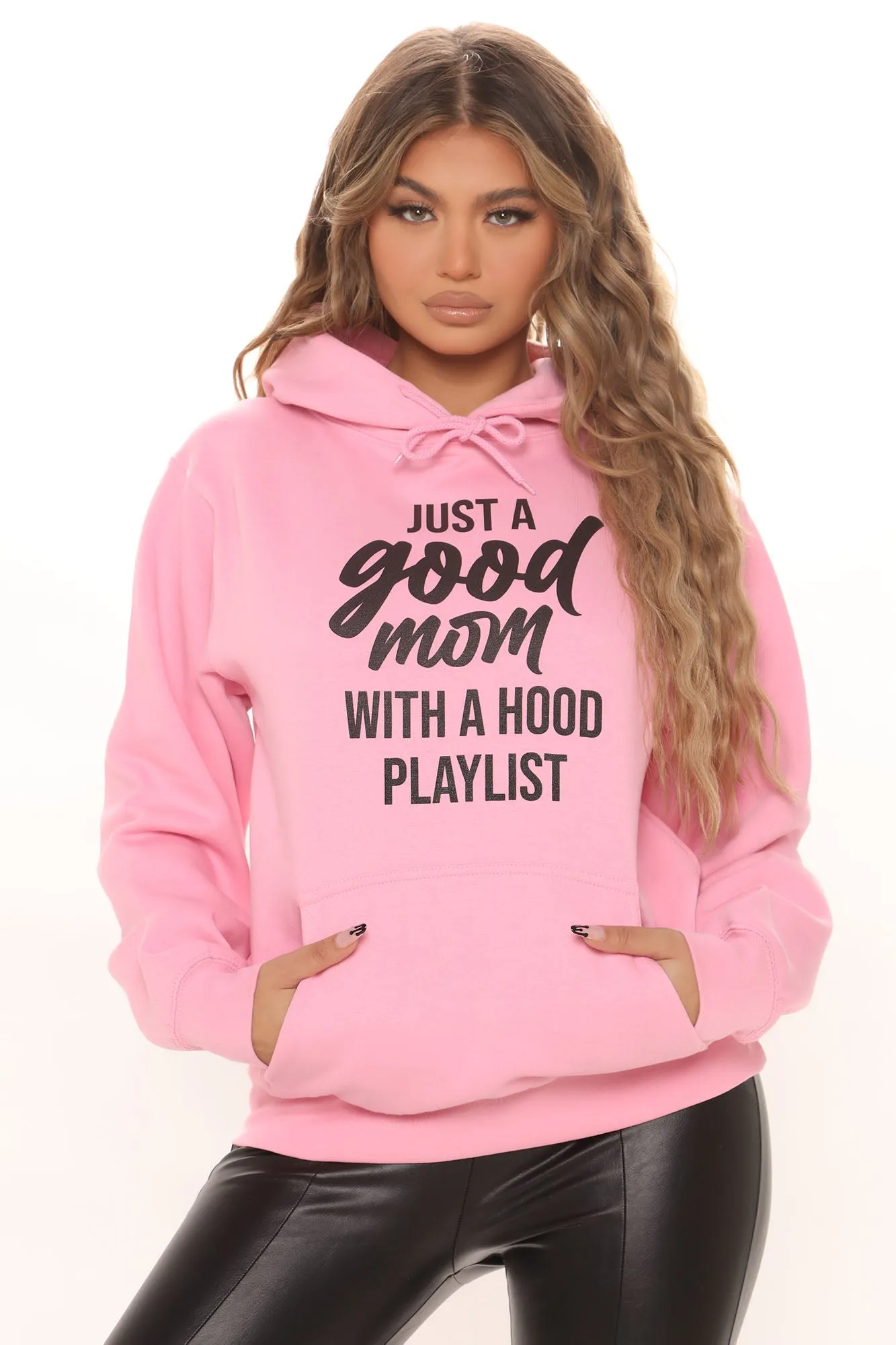 A Good Mom Playlist Oversized Hoodie - Pink