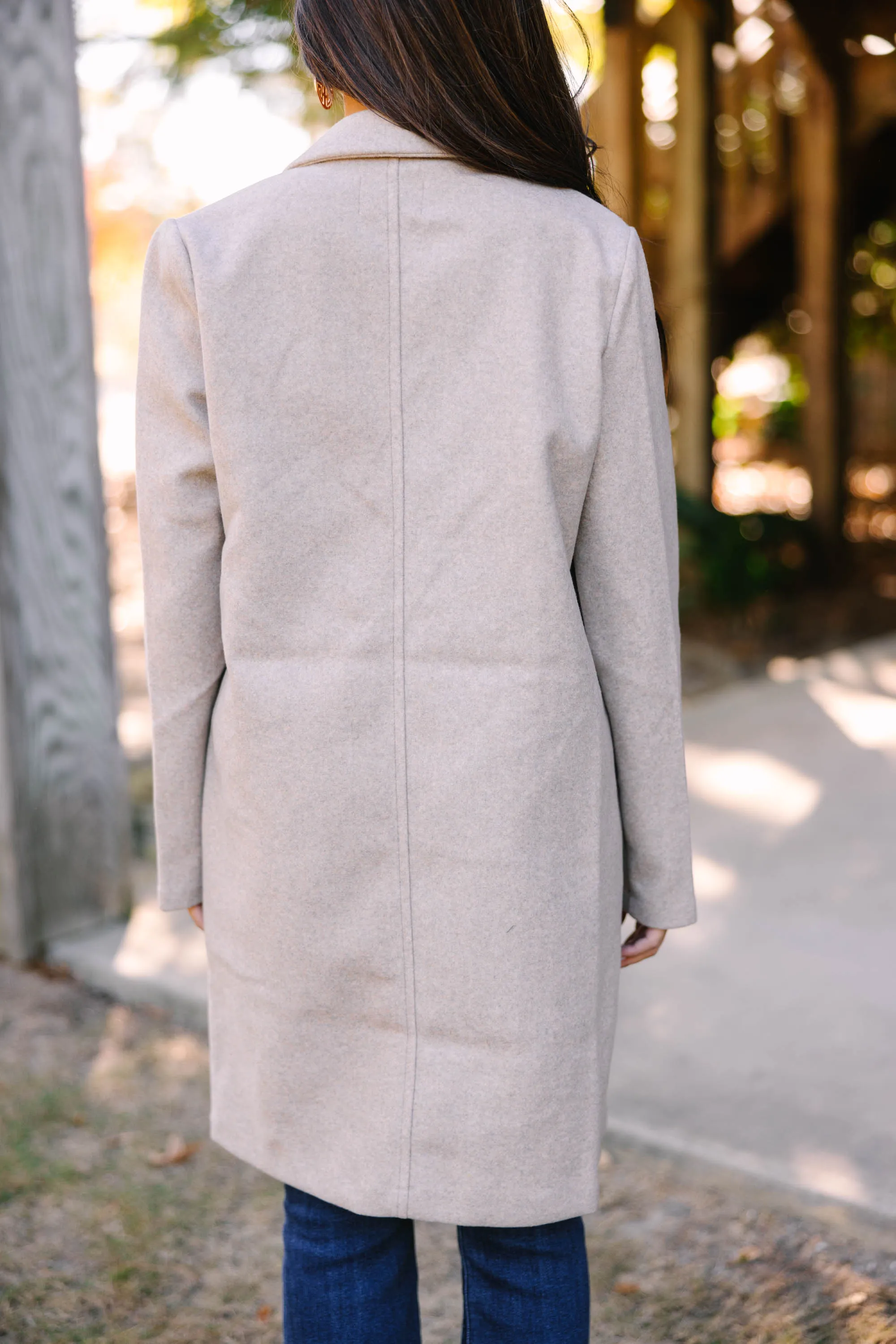 All For You Oatmeal White Long Line Coat