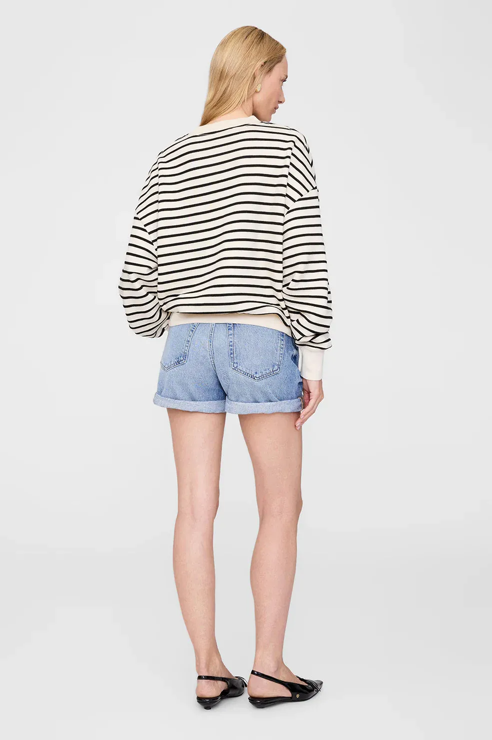 Anine Bing Dean Sweatshirt in Black Stripe French Terry