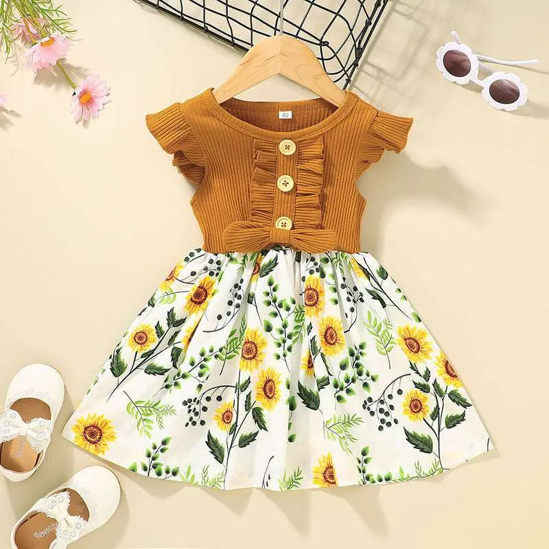 Baby Girl Vintage Bow Floral Dress