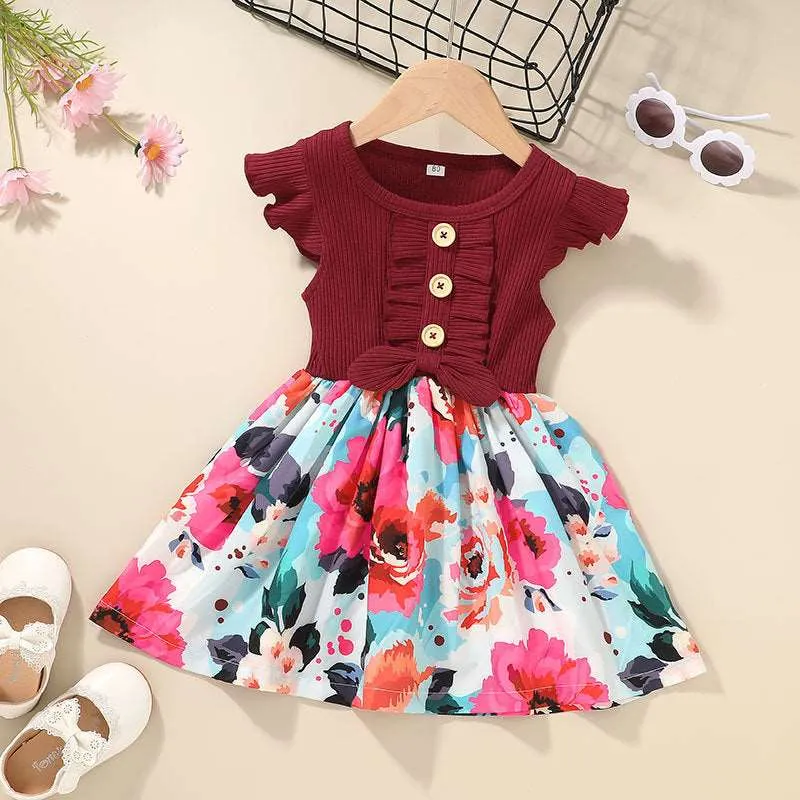 Baby Girl Vintage Bow Floral Dress