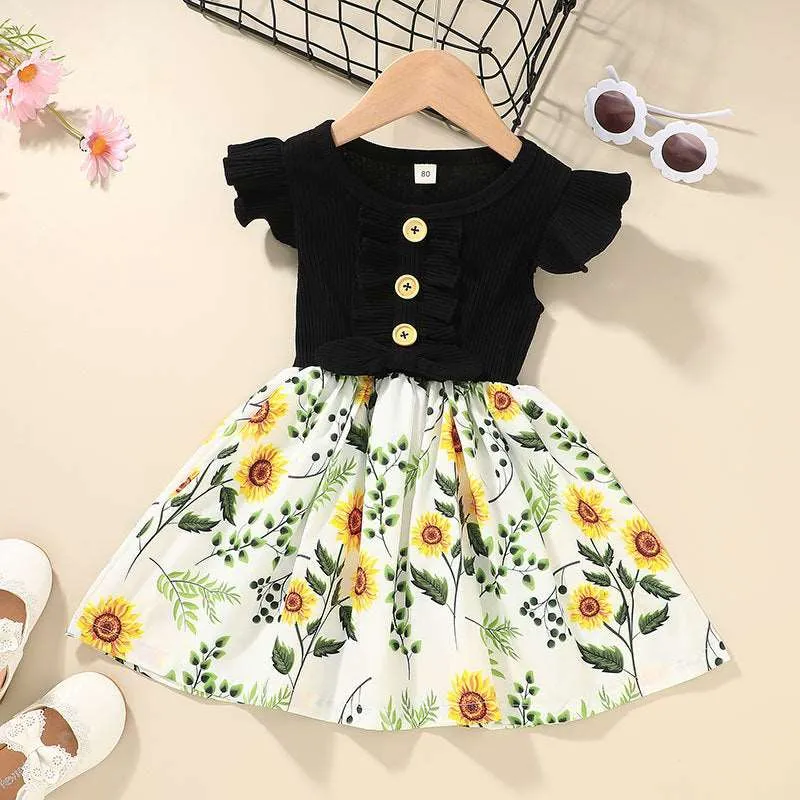 Baby Girl Vintage Bow Floral Dress
