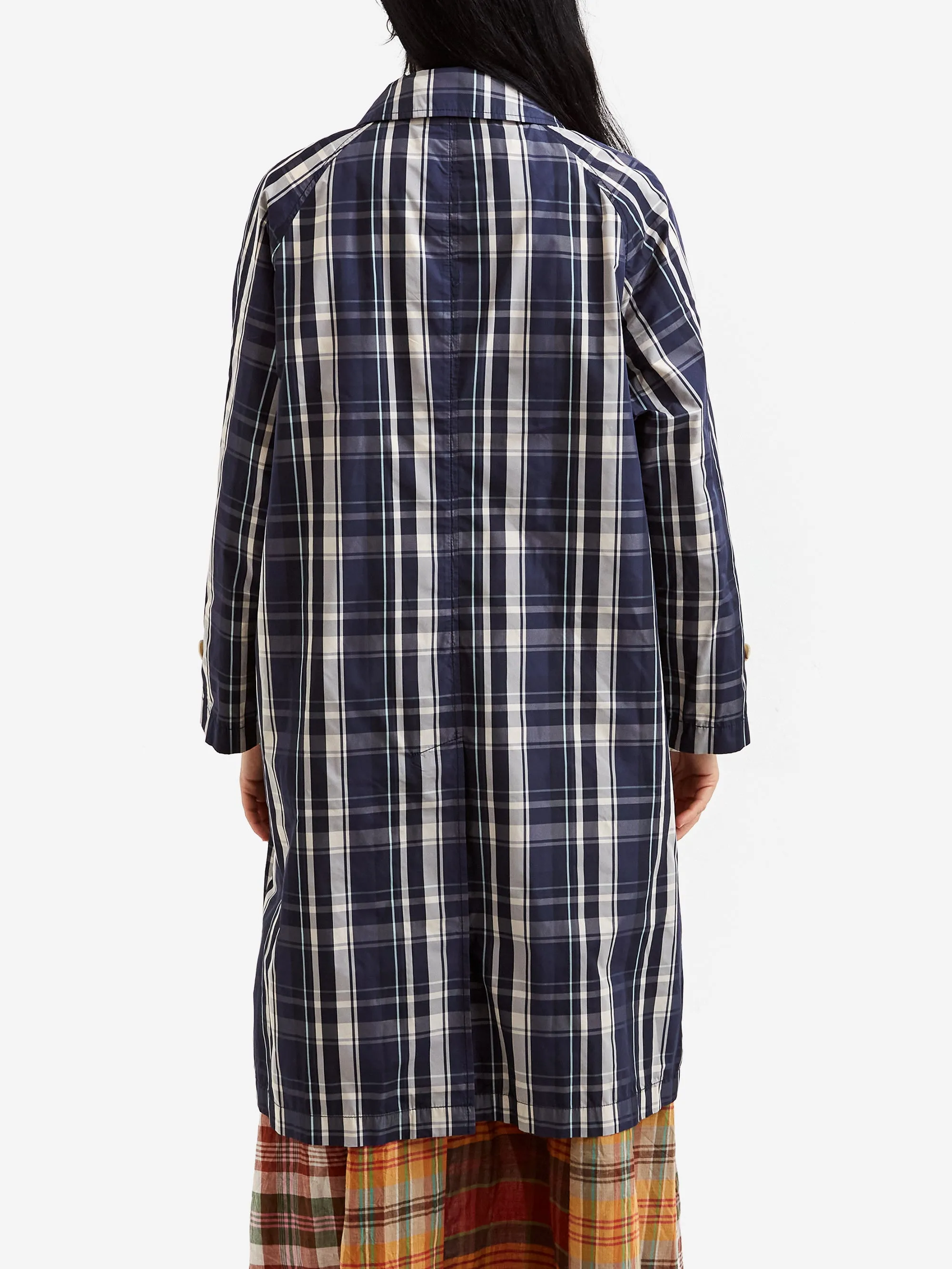Beams Boy Balmacan Coat  - Navy Check