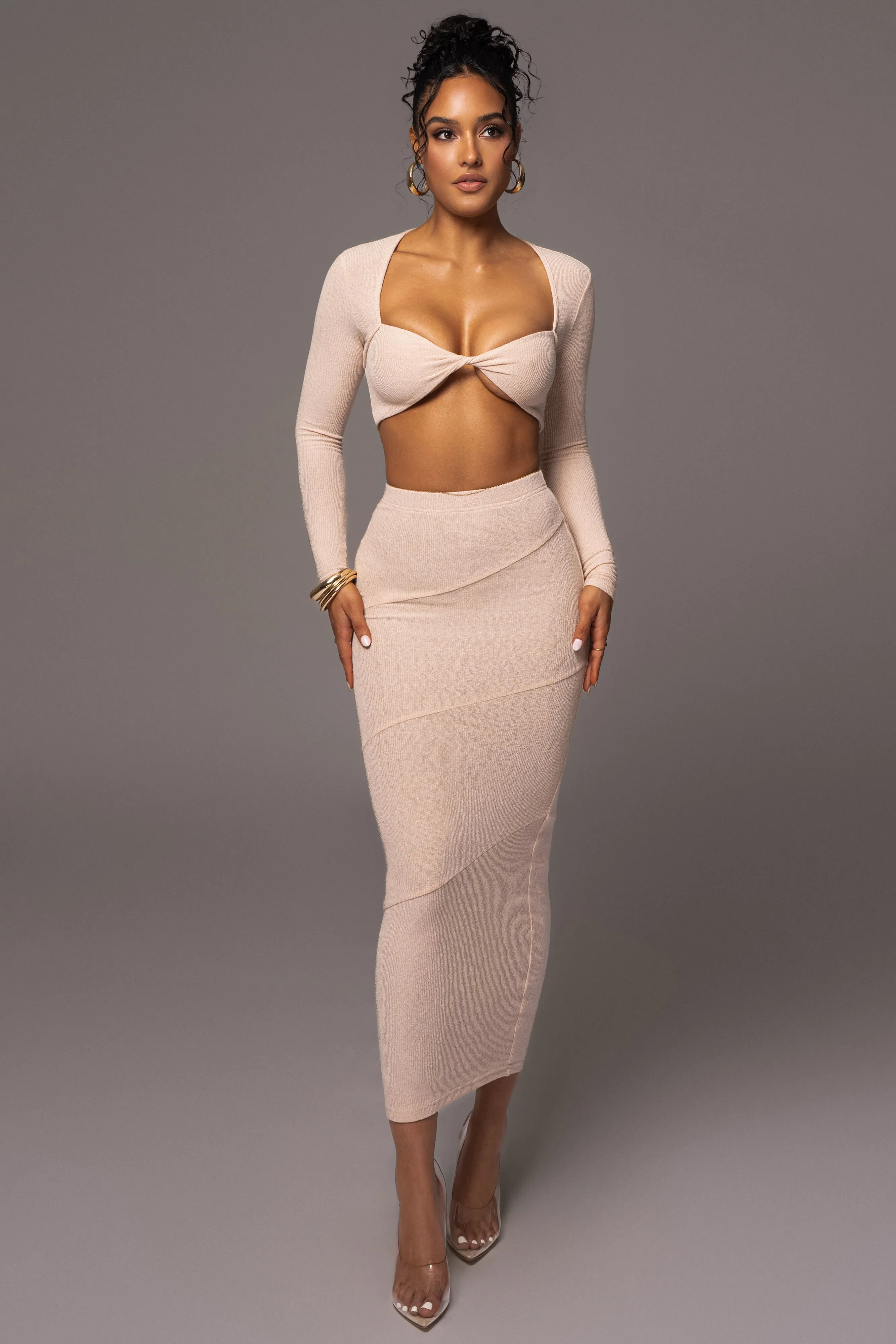 Beige All About You Skirt Set