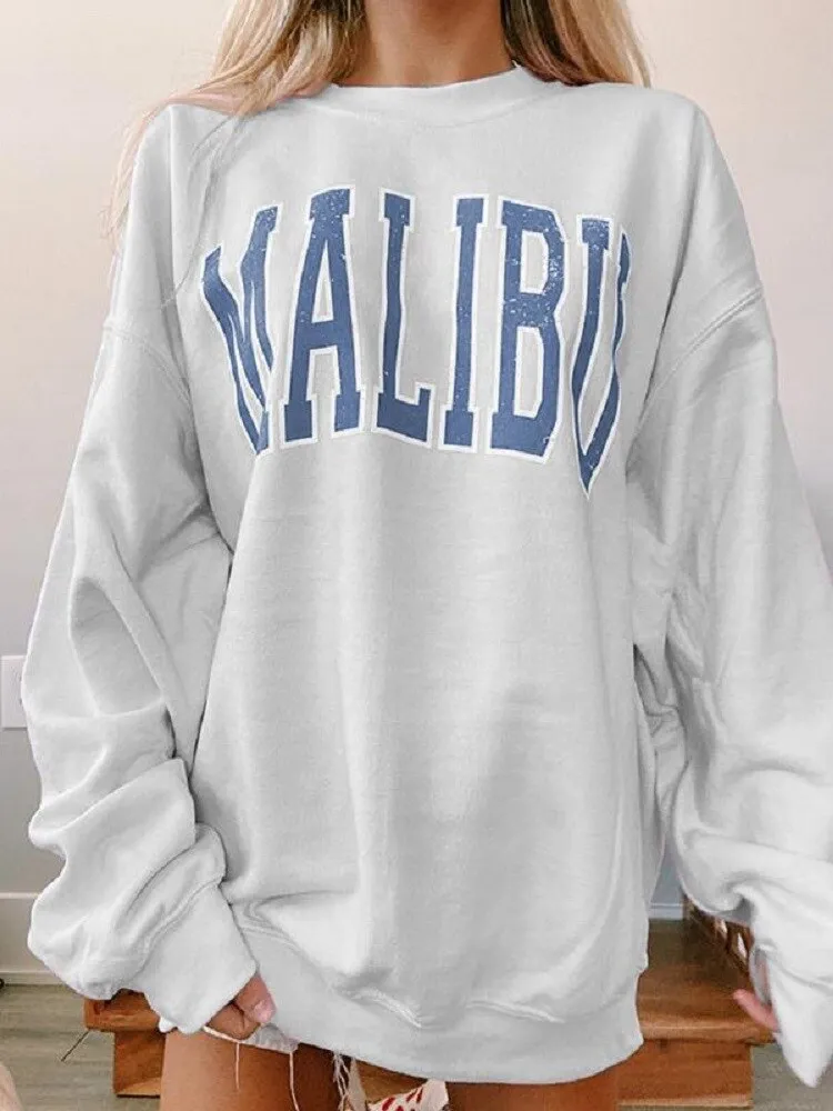 BerriesJam - 2024 Oversize Harajuku Loose Letter Print Long Sleeve Sweatshirt