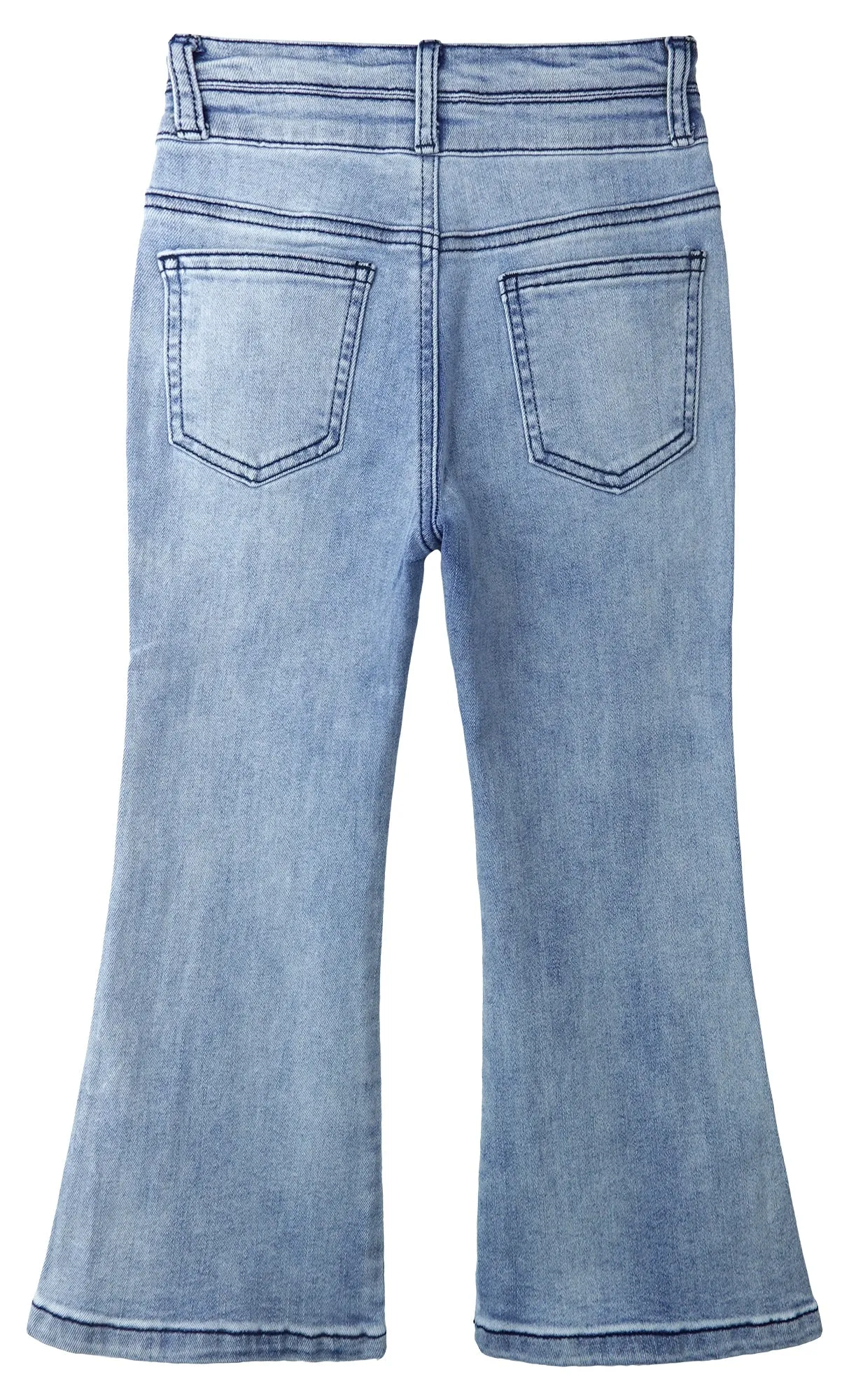 Big Girls Stretchy Denim Flare Jeans, 5-14T Double-layer Waistband Bell-bottom Split Hem Pants