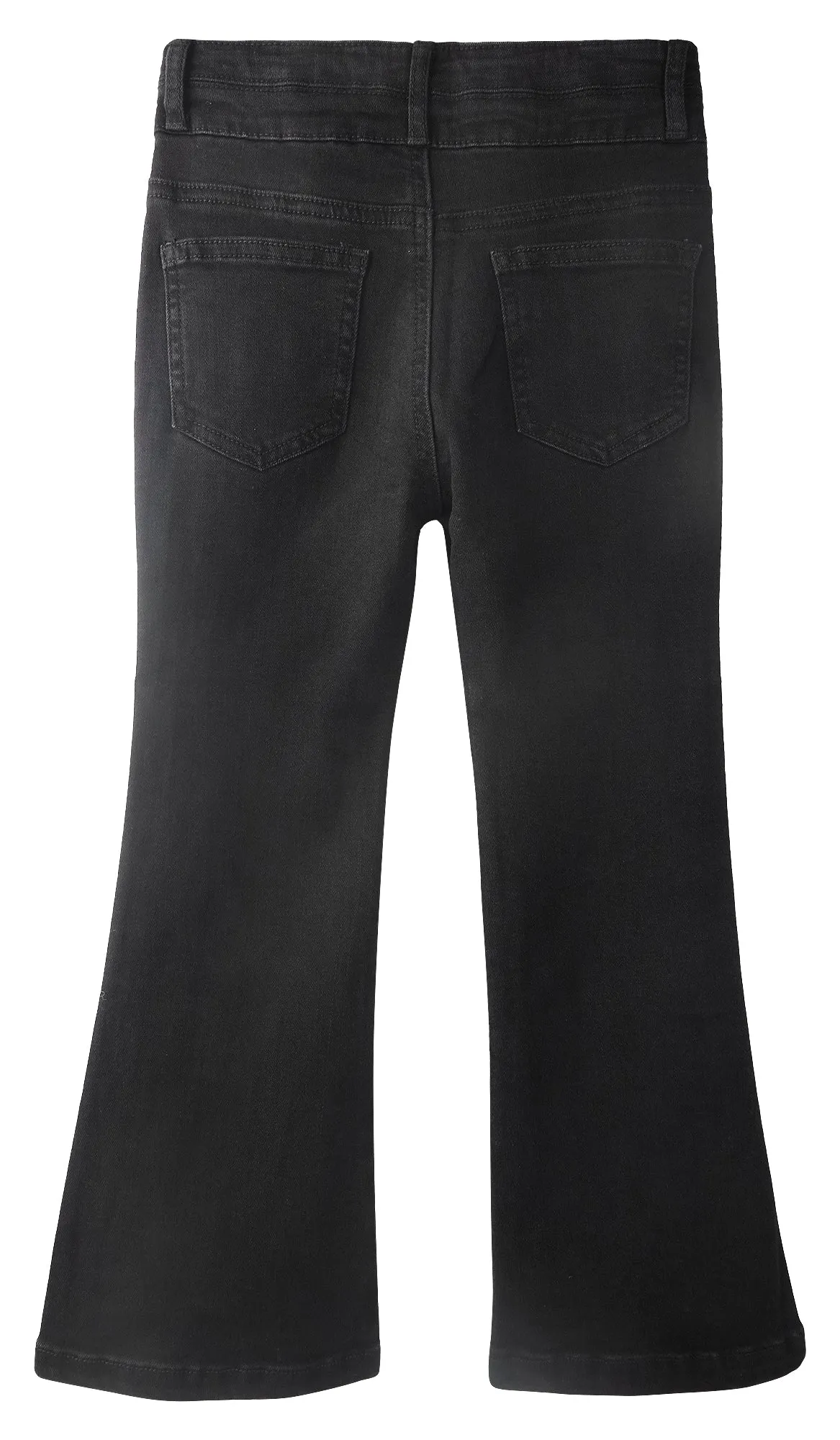 Big Girls Stretchy Denim Flare Jeans, 5-14T Double-layer Waistband Bell-bottom Split Hem Pants