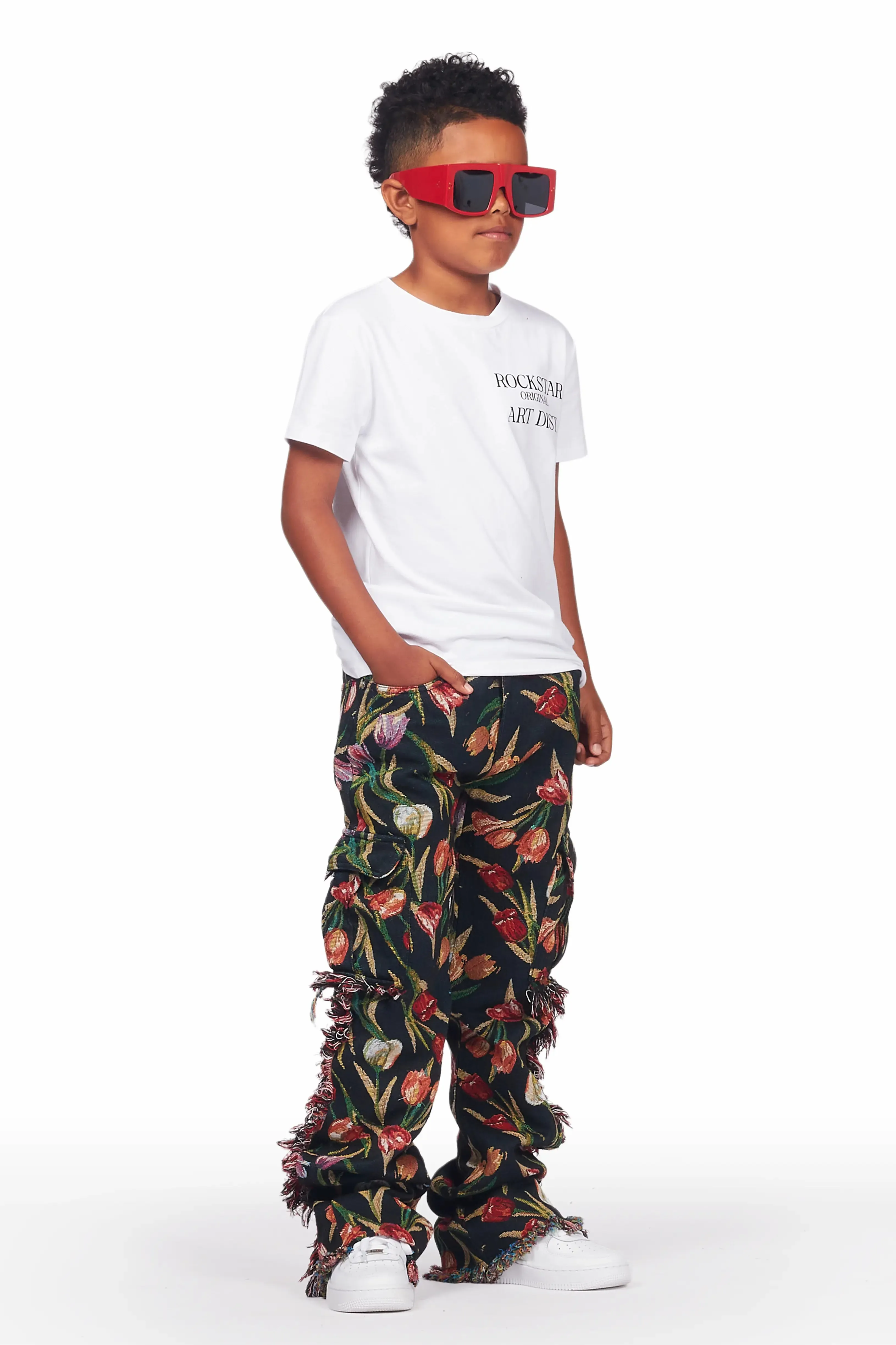 Boys Ayami Black Slim Flare Pants