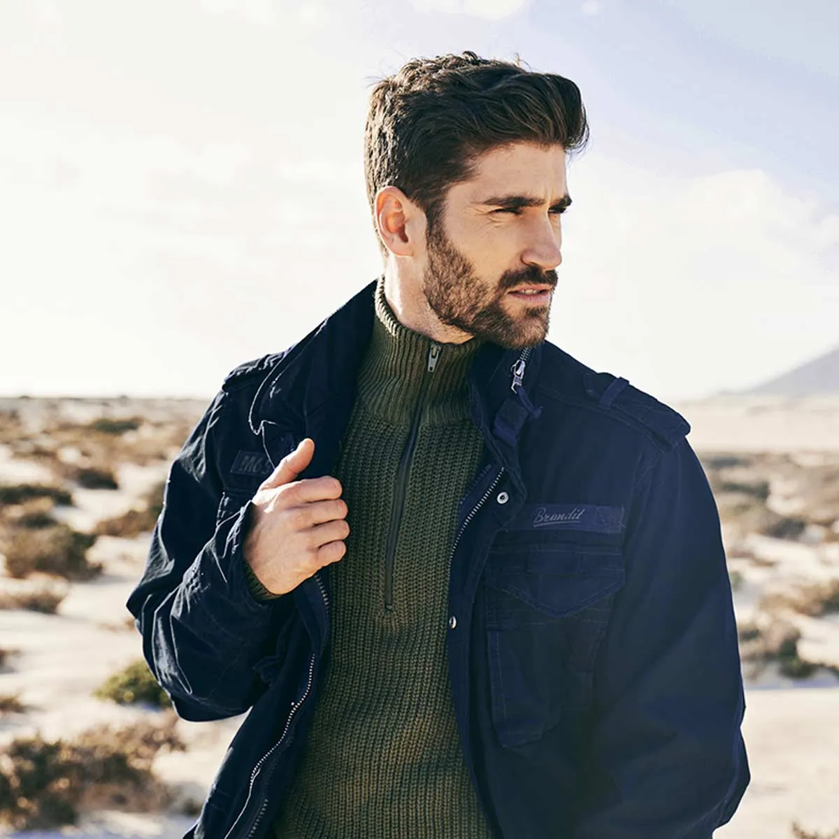 Army-Inspired Brandit M65 Giant Jacket in Classic Navy - Mens Premium Military Style Outerwear