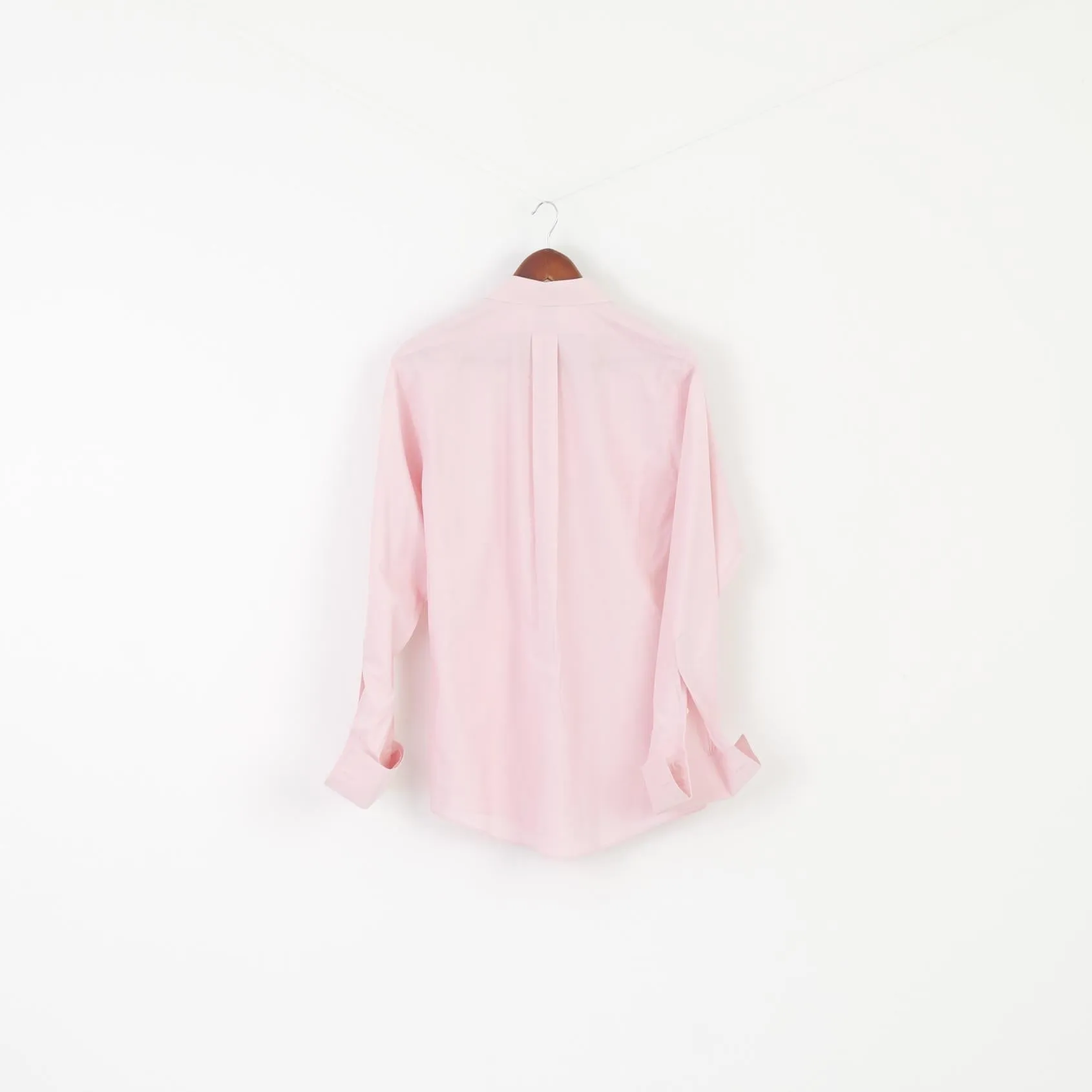 Brooks Brothers Men 15.5 34 L Casual Shirt Pink Cotton Slim Fit Non Iron Cuff Top