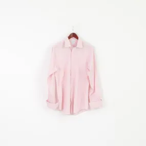 Brooks Brothers Men 15.5 34 L Casual Shirt Pink Cotton Slim Fit Non Iron Cuff Top