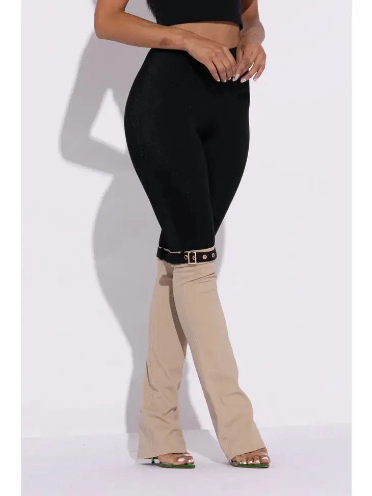 Buckled Contrast Pants
