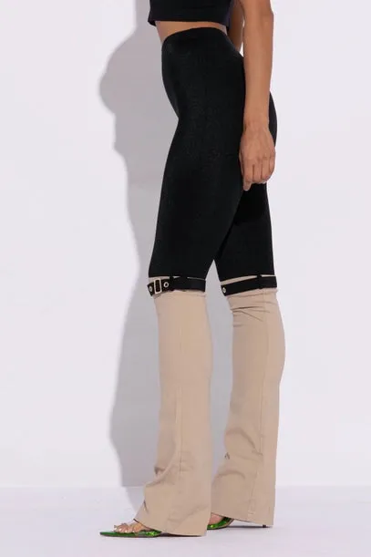 Buckled Contrast Pants