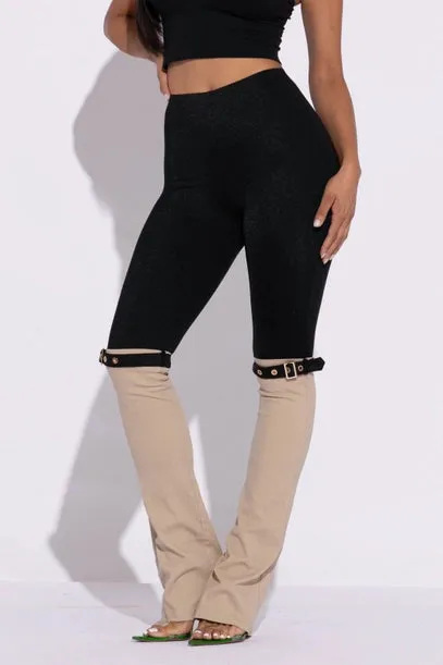 Buckled Contrast Pants