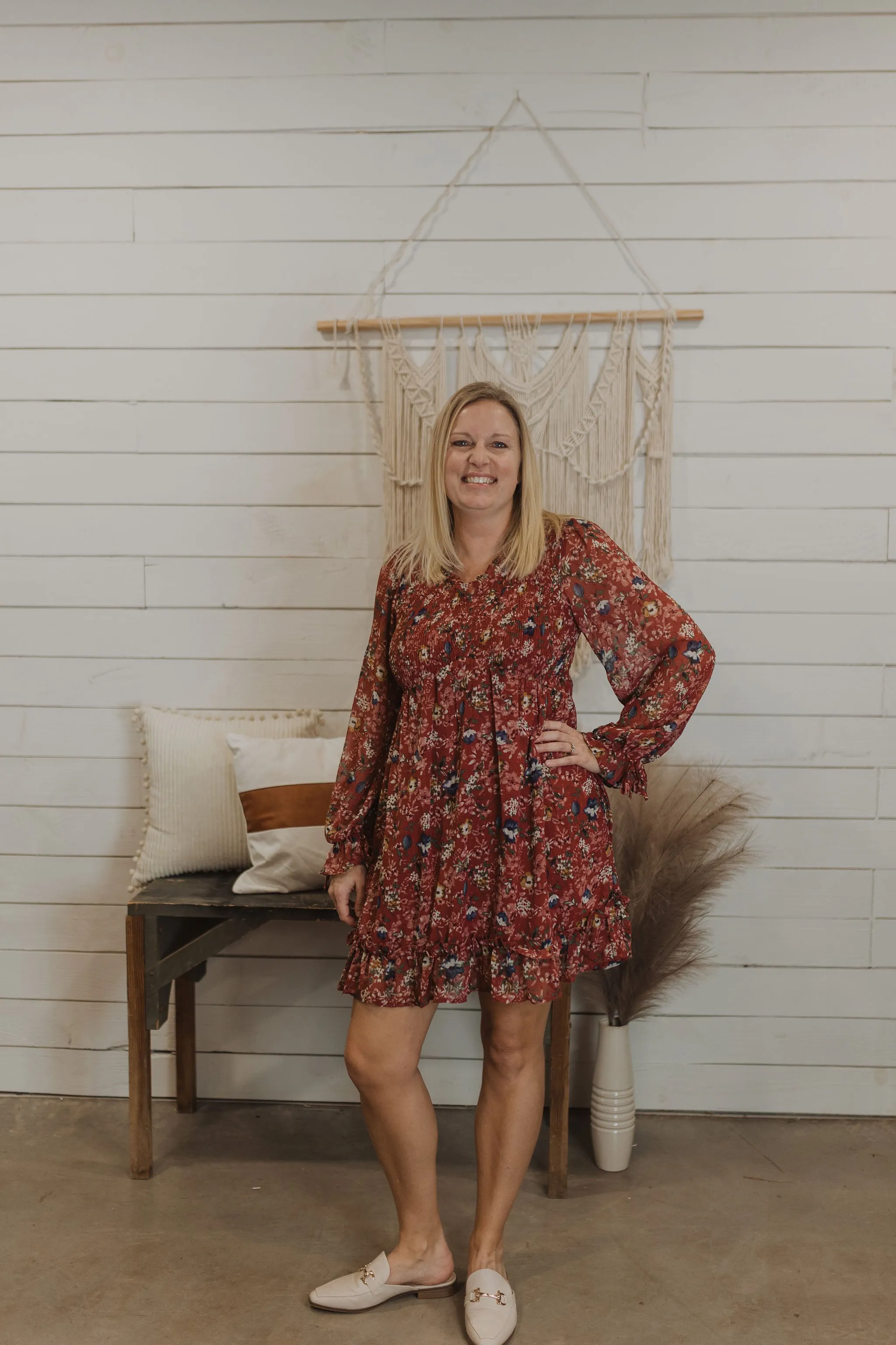 CAMBREY FLORAL LONG SLEEVE DRESS