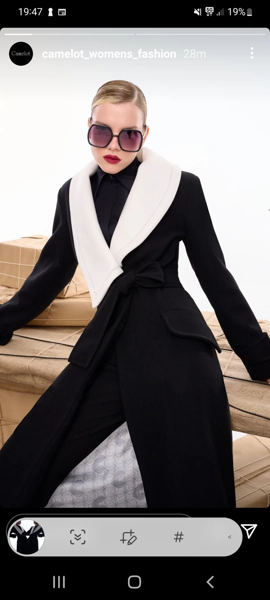 Camelot Black Coat With White Lapel