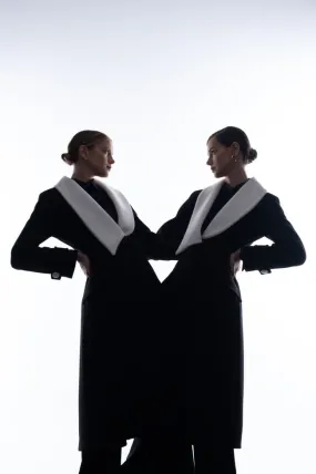 Camelot Black Coat With White Lapel