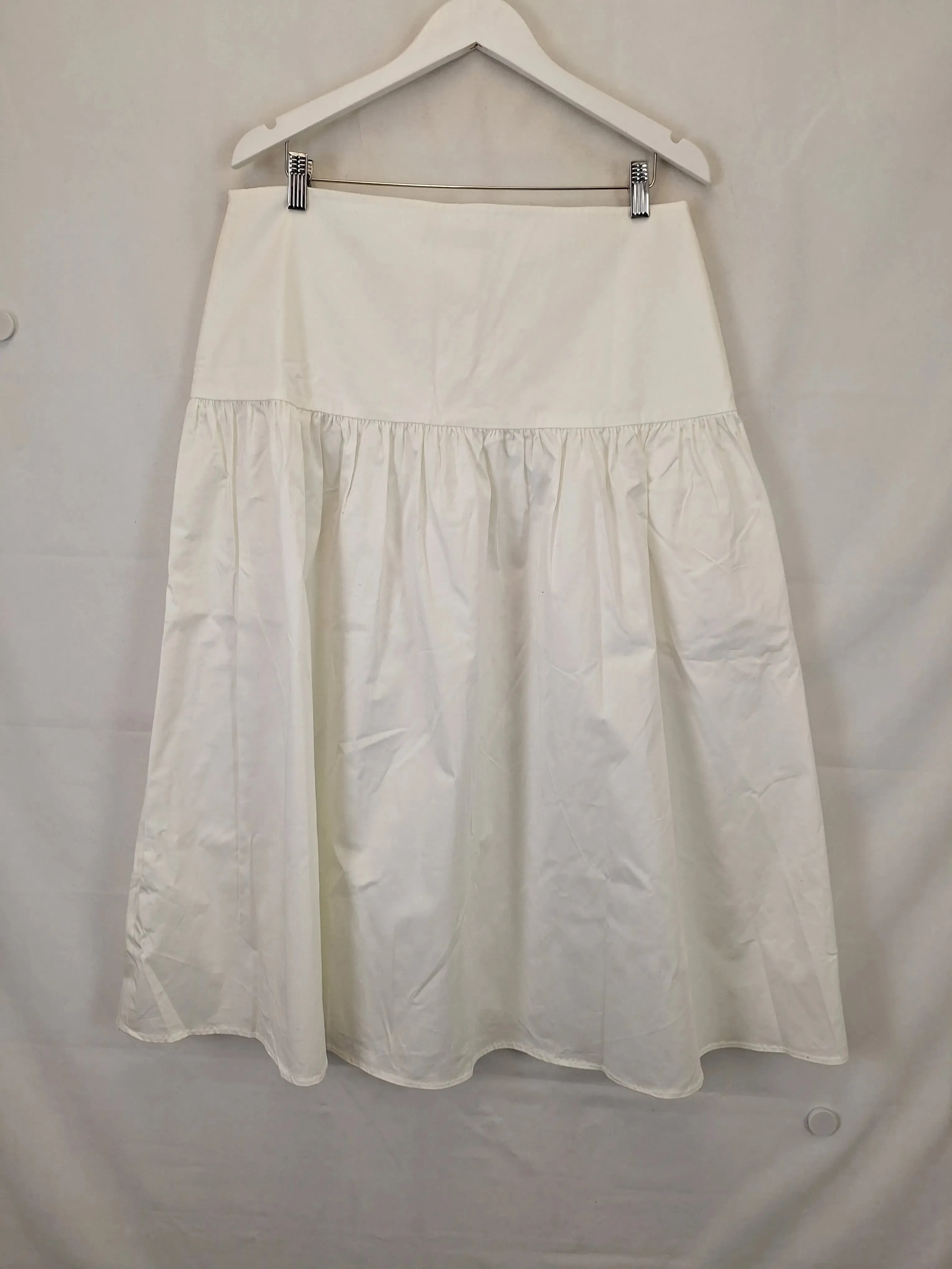 Carla Zampatti Vanilla Pintuck A Line Midi Skirt Size 14