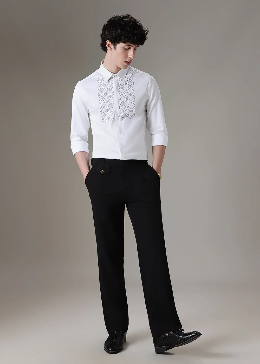 Concentric White Designer Shirt