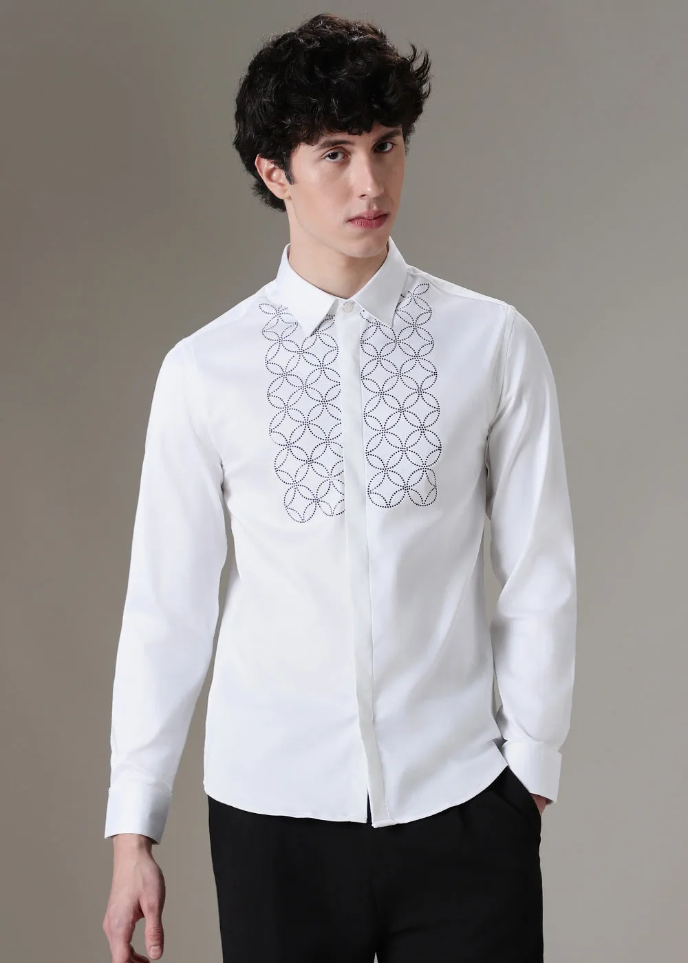 Concentric White Designer Shirt