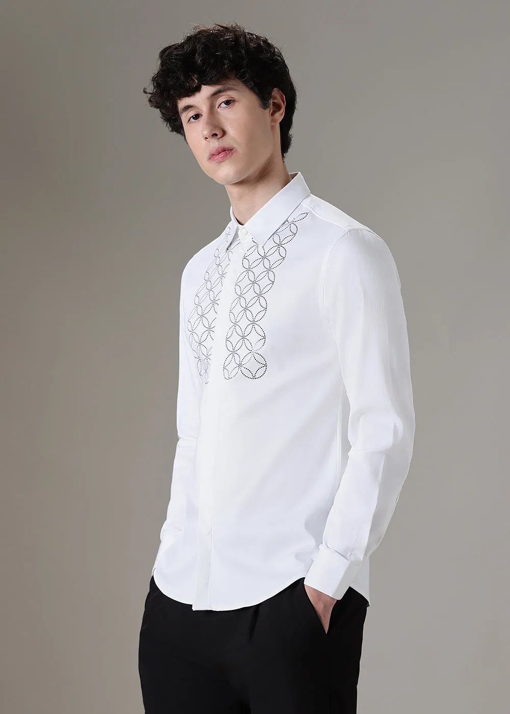 Concentric White Designer Shirt