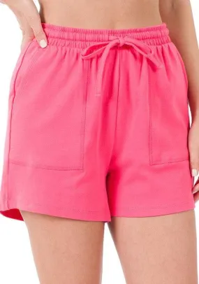 Cotton Drawstring Waist Shorts With Pockets