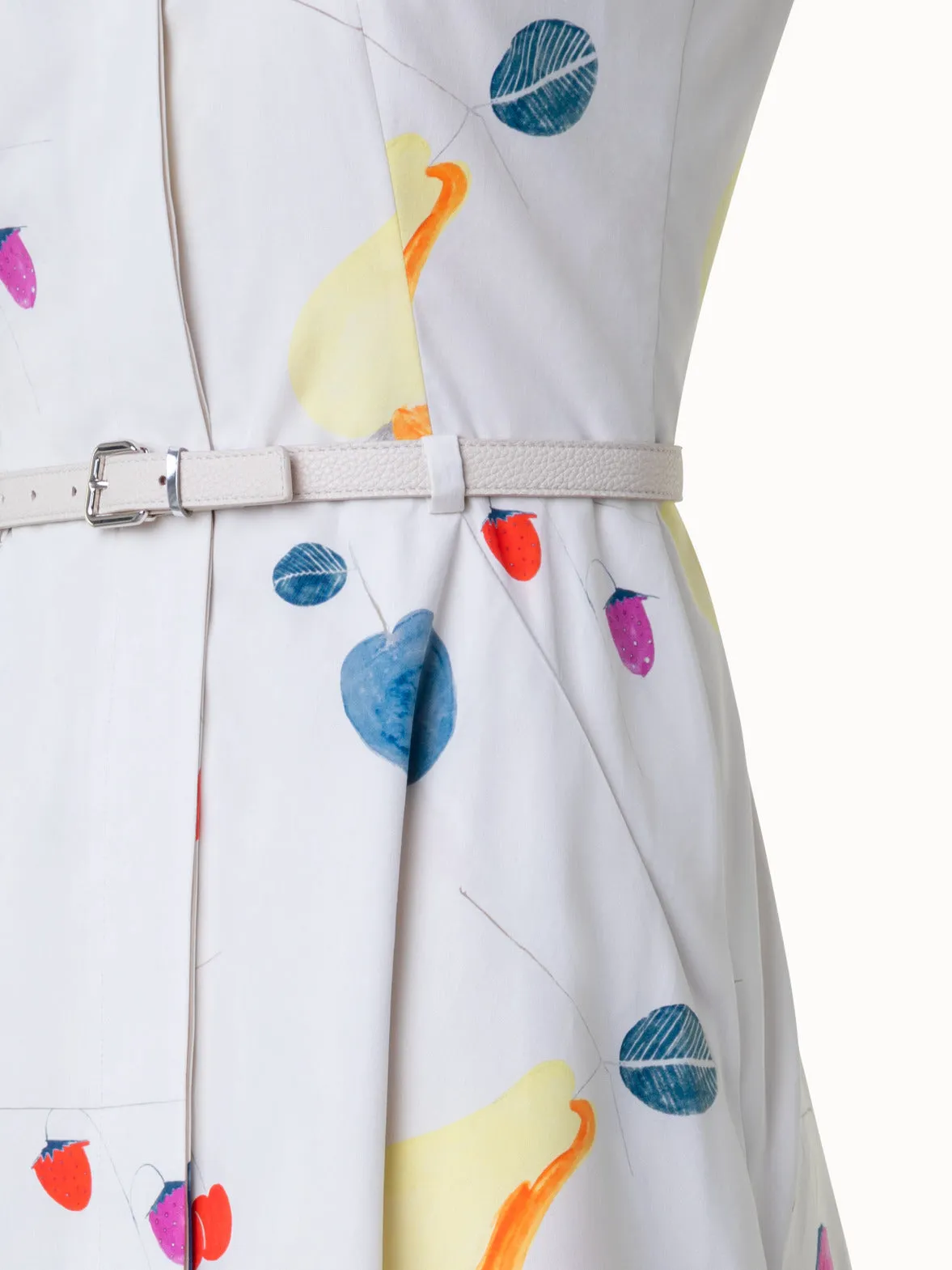 Chic Cotton Midi Dress with Vibrant Fruit Print